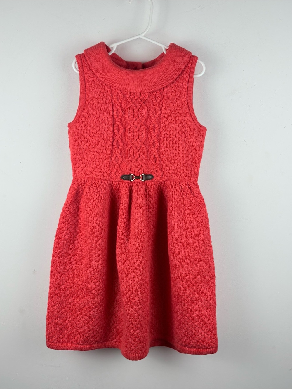 Janie and Jack Coral Orange Cable Knit Sleeveless Sweater Dress 7 Fall Classic